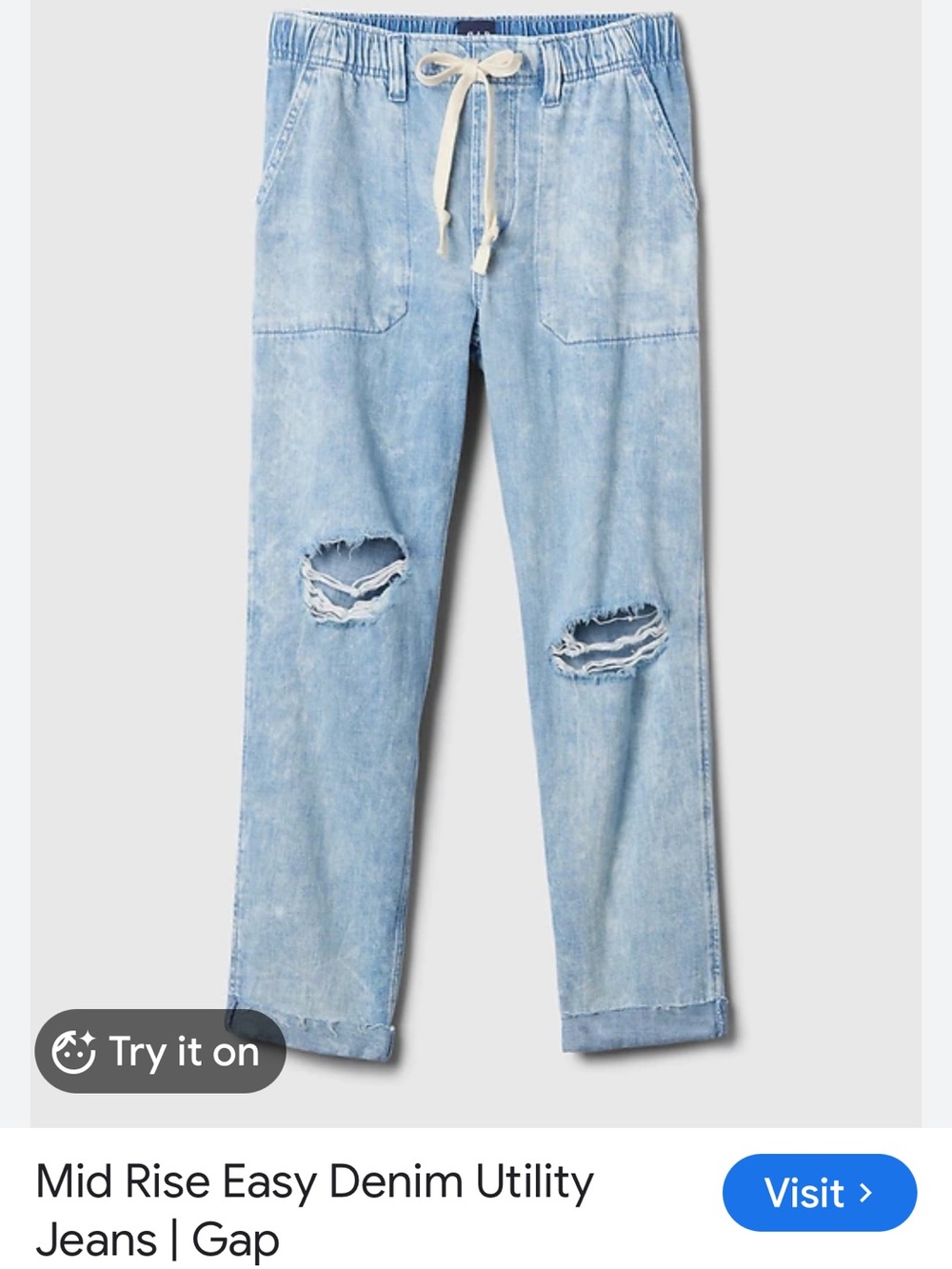 GAP midrise drawstring jeans